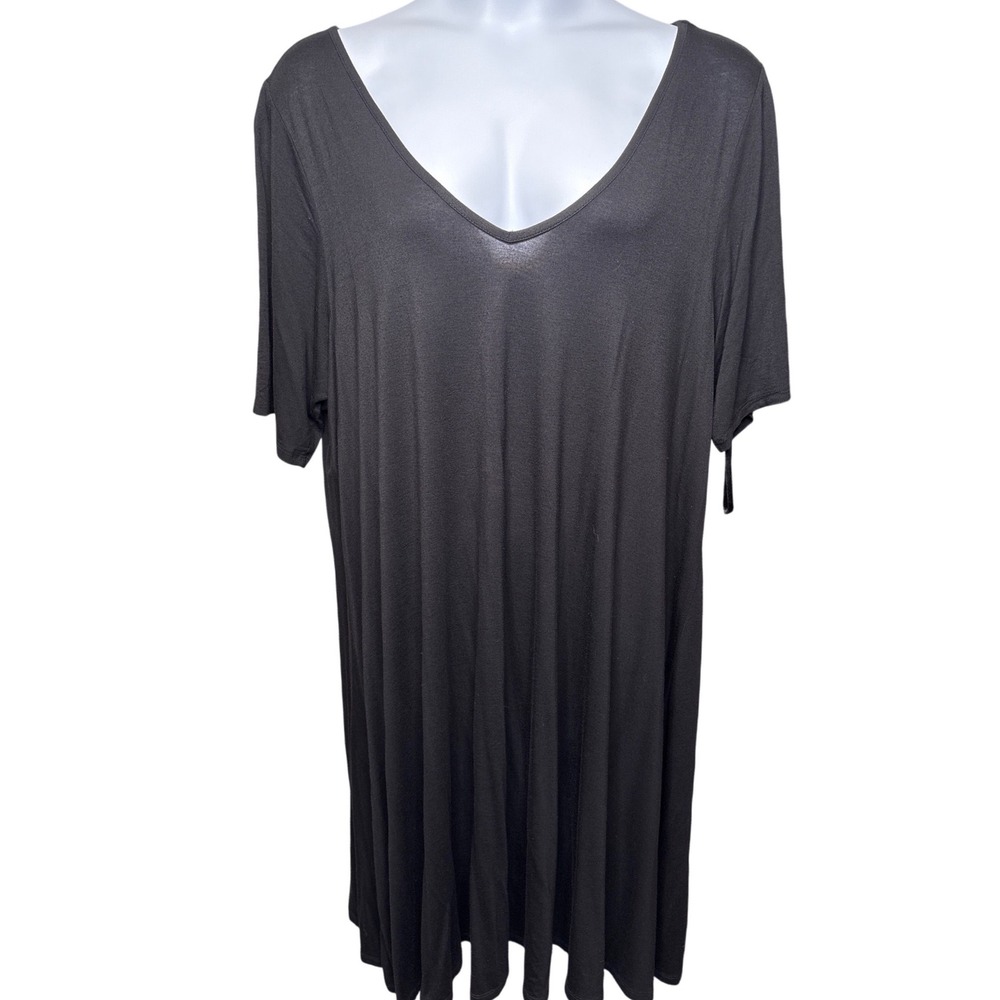 LANE BRYANT Black Strappy Back T-Shirt Dress Sz 22/24 Lagenlook Minimalist Flowy